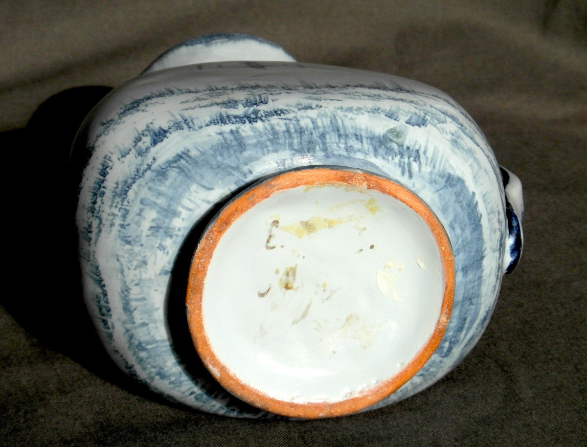 Enameled Earthenware Pitcher By Galle, Maritime Décor, Circa 1880, Daum Art-nouveau Era-photo-5