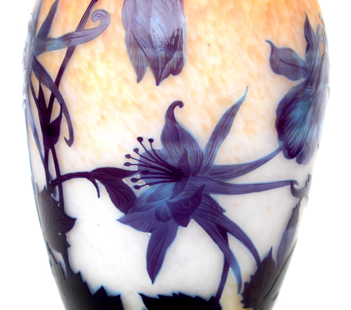 Blue Columbine Vase By Delatte, Circa 1920, Era Daum Galle Art-nouveau-photo-1