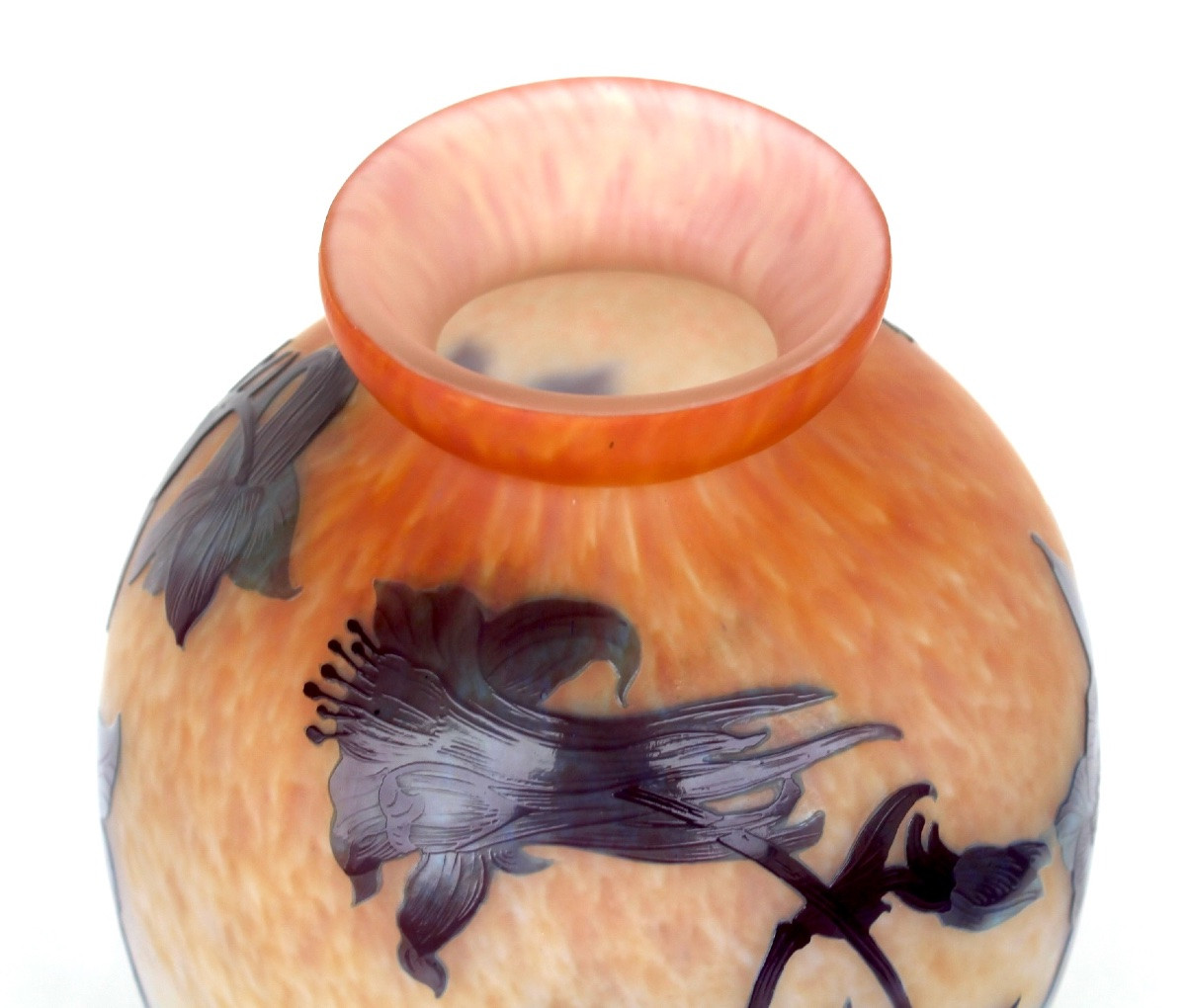 Blue Columbine Vase By Delatte, Circa 1920, Era Daum Galle Art-nouveau-photo-6
