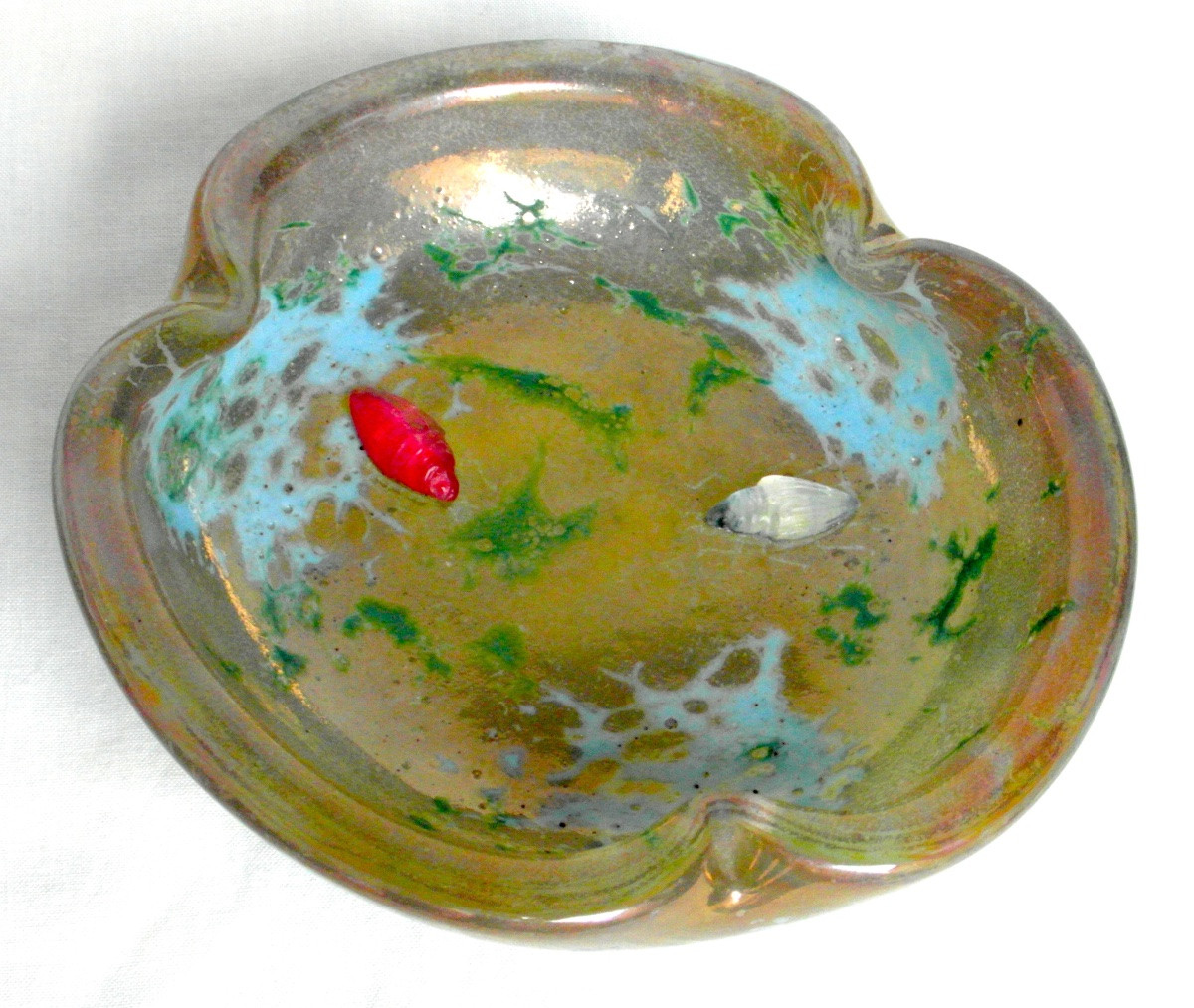 Coupe polylobée aux coléoptères sur fond poudré et vitrifié par Daum, vers 1900, era Galle-photo-3