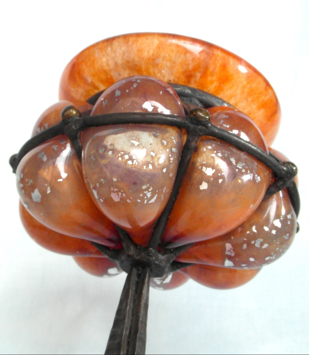 coupe "bijou" dans une petite monture fer forge, par Delatte, vers 1920, era daum majorelle-photo-6