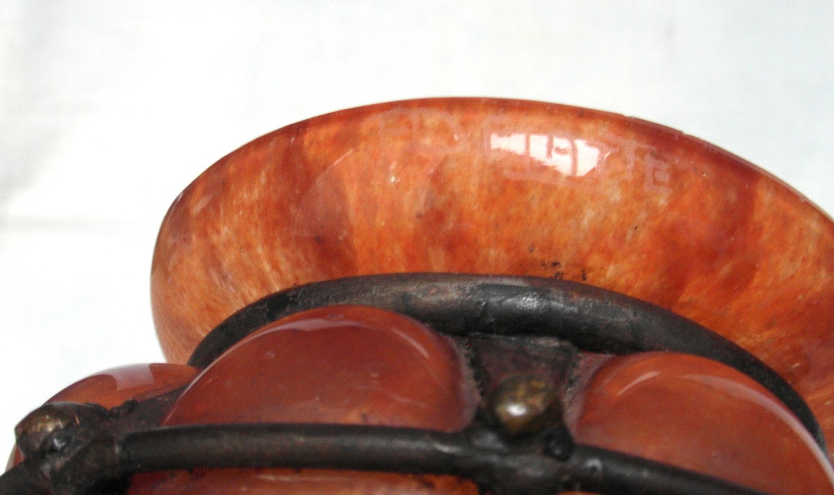 coupe "bijou" dans une petite monture fer forge, par Delatte, vers 1920, era daum majorelle-photo-7