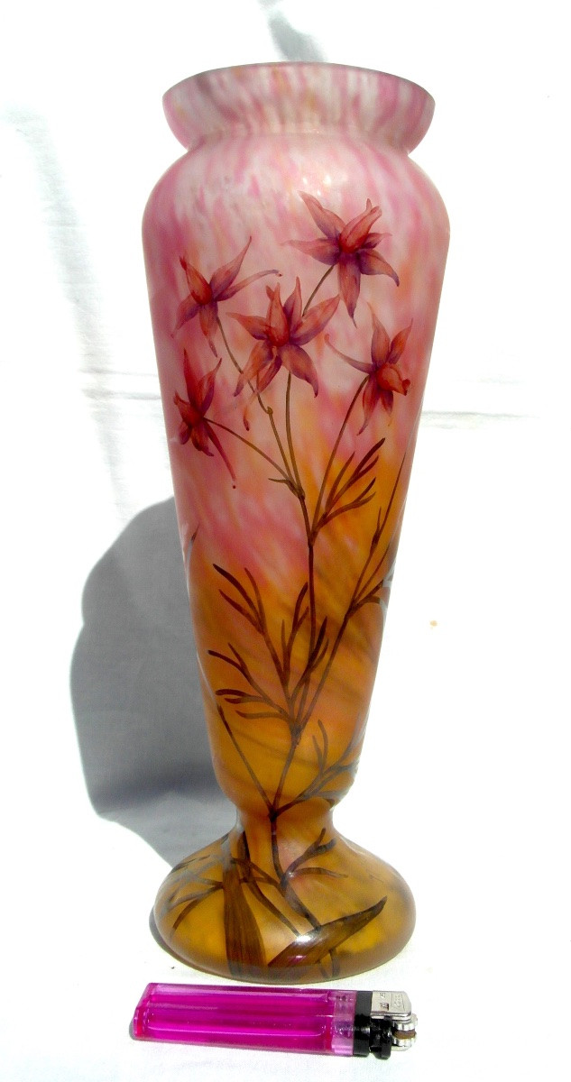 Vase Daum aux solanées,  verrerie belle étoile, vers 1920, era galle art-nouveau-photo-2