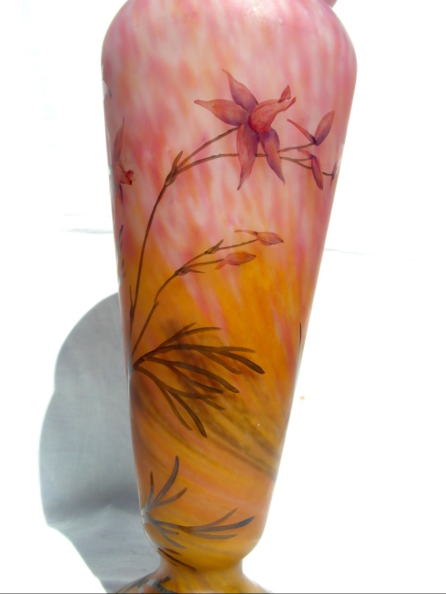 Vase Daum aux solanées,  verrerie belle étoile, vers 1920, era galle art-nouveau-photo-1