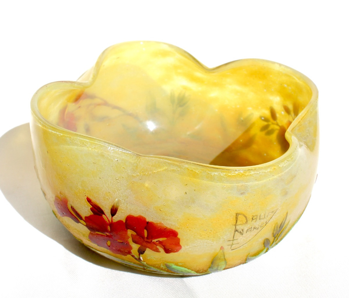 Polylobed Daum Goblet With Wallflowers, Circa 1905, Art-nouveau Galle Era-photo-2