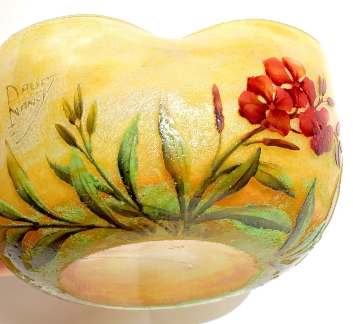 Polylobed Daum Goblet With Wallflowers, Circa 1905, Art-nouveau Galle Era-photo-3