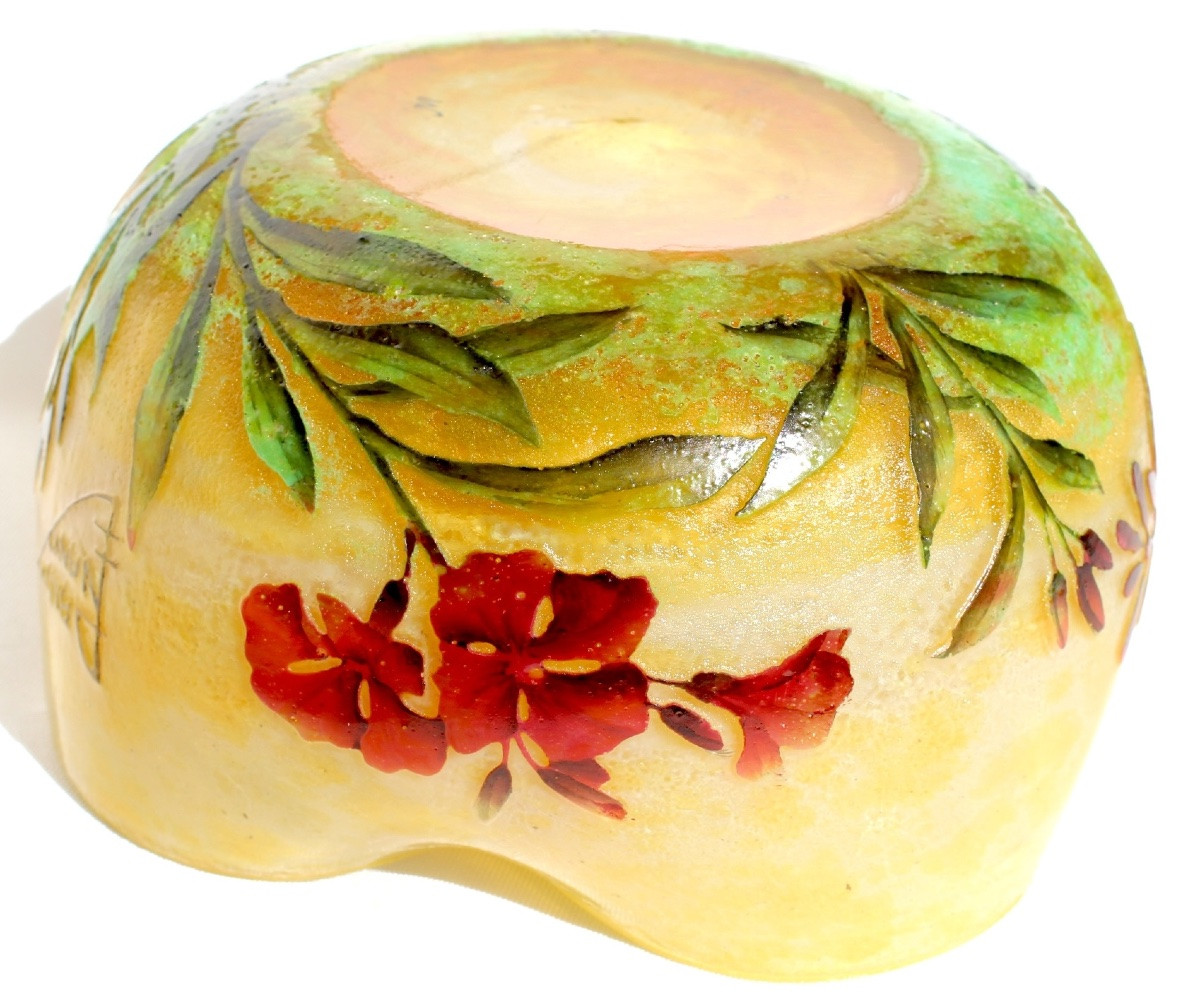 Polylobed Daum Goblet With Wallflowers, Circa 1905, Art-nouveau Galle Era-photo-7