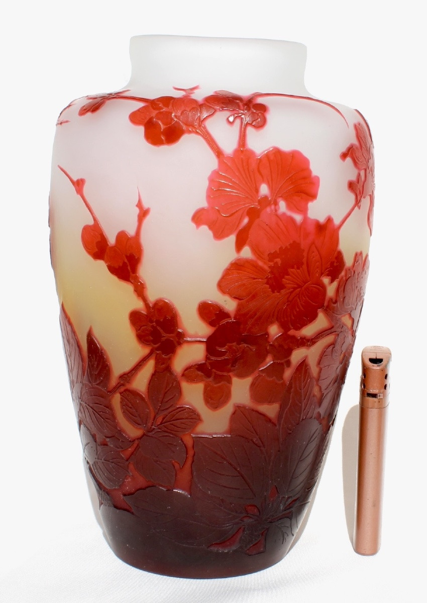 Galle Vase With Apple Blossoms, Perfect, Daum Era 1900 Art-nouveau-photo-3