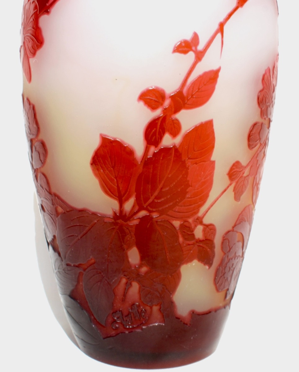 Galle Vase With Apple Blossoms, Perfect, Daum Era 1900 Art-nouveau-photo-2