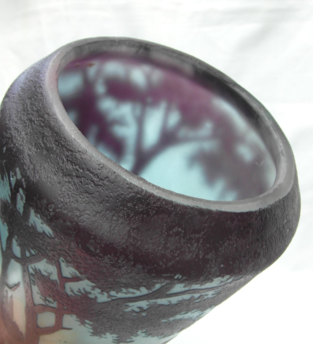 Vase With Lacustrine Decoration Entirely Engraved By Daum, Circa 1910, Art-nouveau Galle Era-photo-7