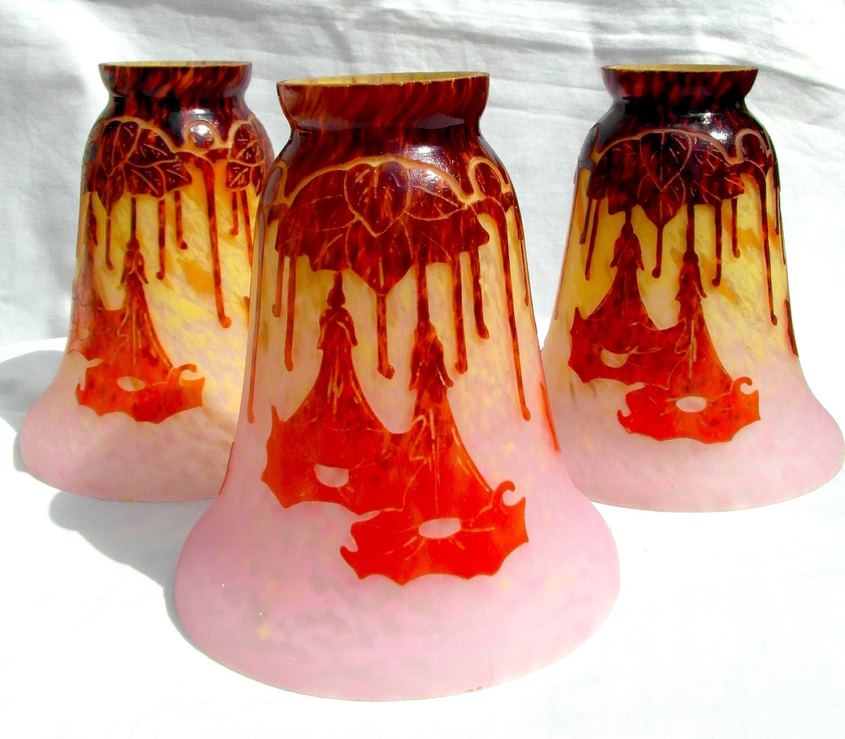 Complete Art-deco Chandelier Le Verre Français, Schneider , -photo-4