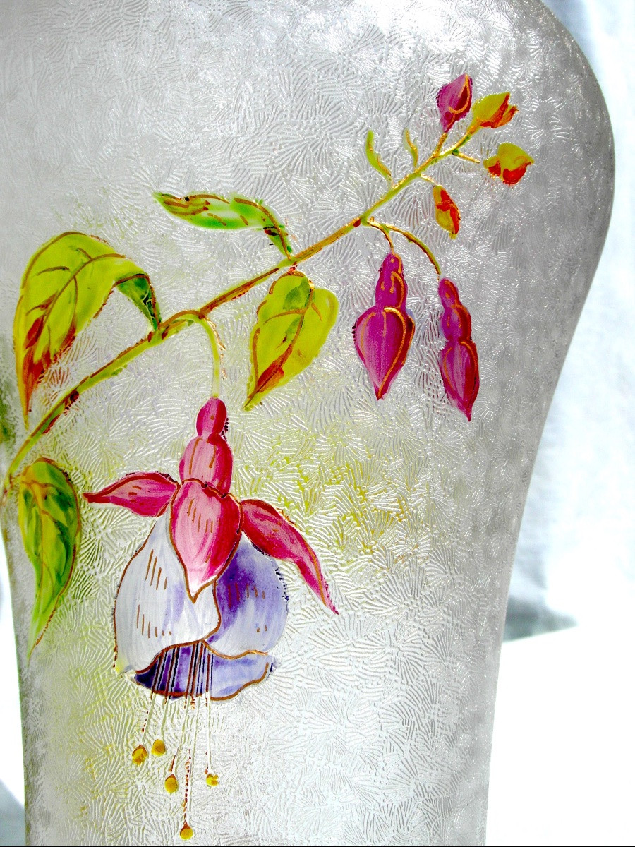Vase Baccarat à décor de fuchsias, gravés, vers 1880, era daum Galle art-nouveau-photo-4
