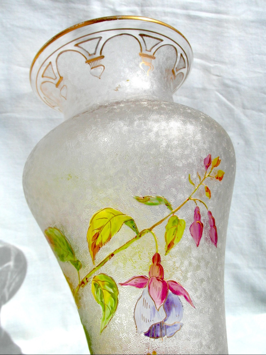 Vase Baccarat à décor de fuchsias, gravés, vers 1880, era daum Galle art-nouveau-photo-2