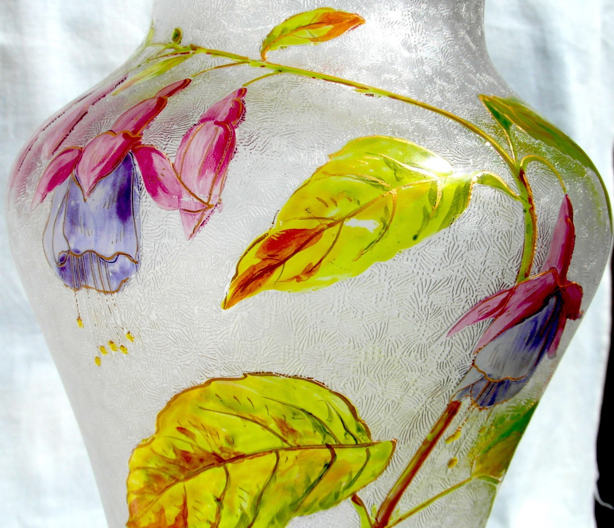 Vase Baccarat à décor de fuchsias, gravés, vers 1880, era daum Galle art-nouveau-photo-3