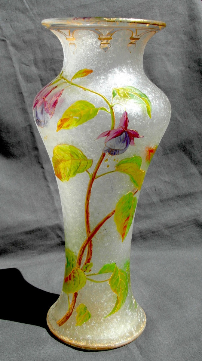 Vase Baccarat à décor de fuchsias, gravés, vers 1880, era daum Galle art-nouveau-photo-5