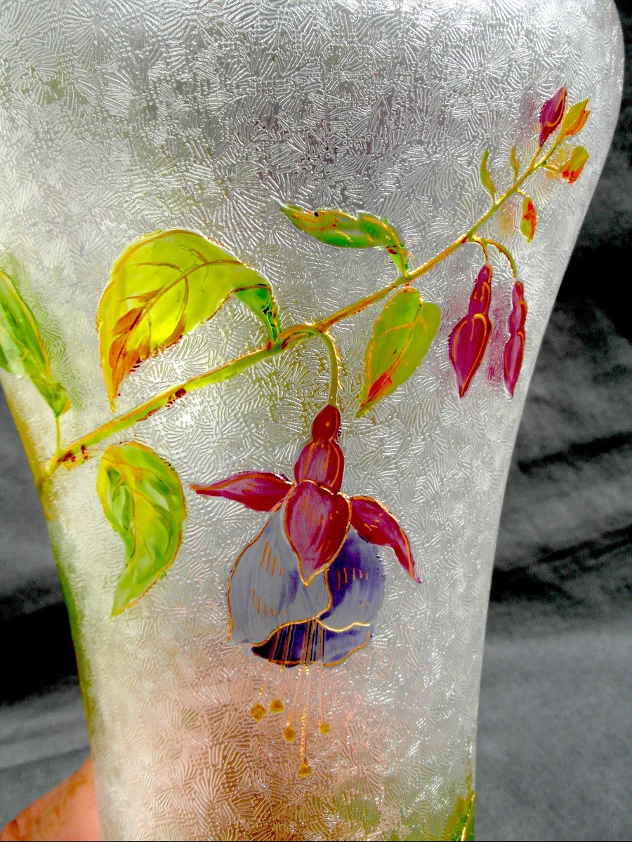 Vase Baccarat à décor de fuchsias, gravés, vers 1880, era daum Galle art-nouveau-photo-6