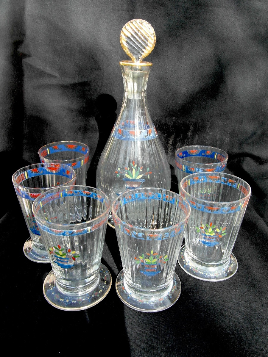 Daum Liqueur Service For Louis Damon And Delente, Circa 1890, Galle Art-nouveau Era-photo-2