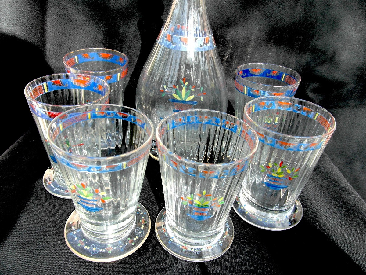 Daum Liqueur Service For Louis Damon And Delente, Circa 1890, Galle Art-nouveau Era-photo-3