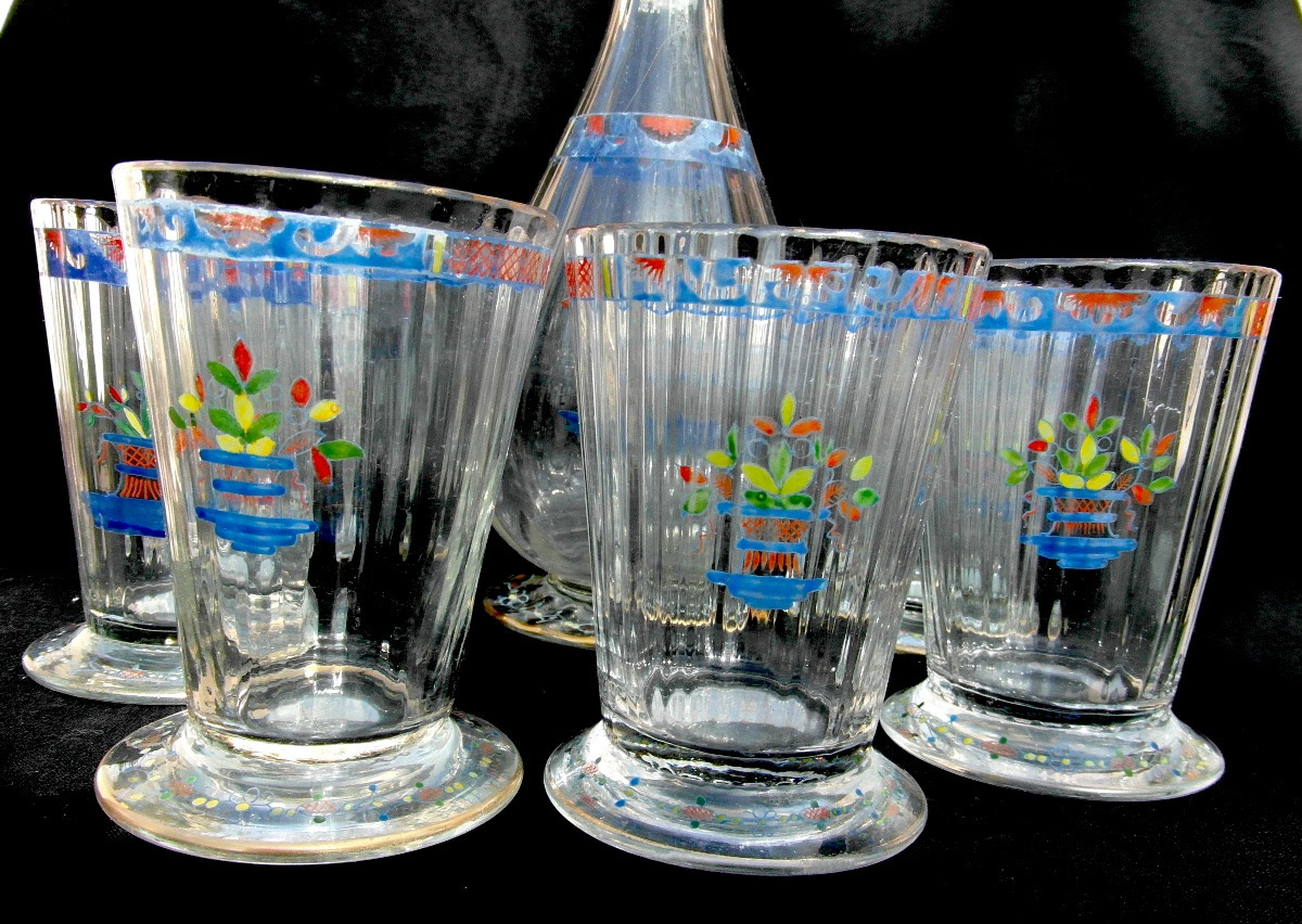 Daum Liqueur Service For Louis Damon And Delente, Circa 1890, Galle Art-nouveau Era-photo-2