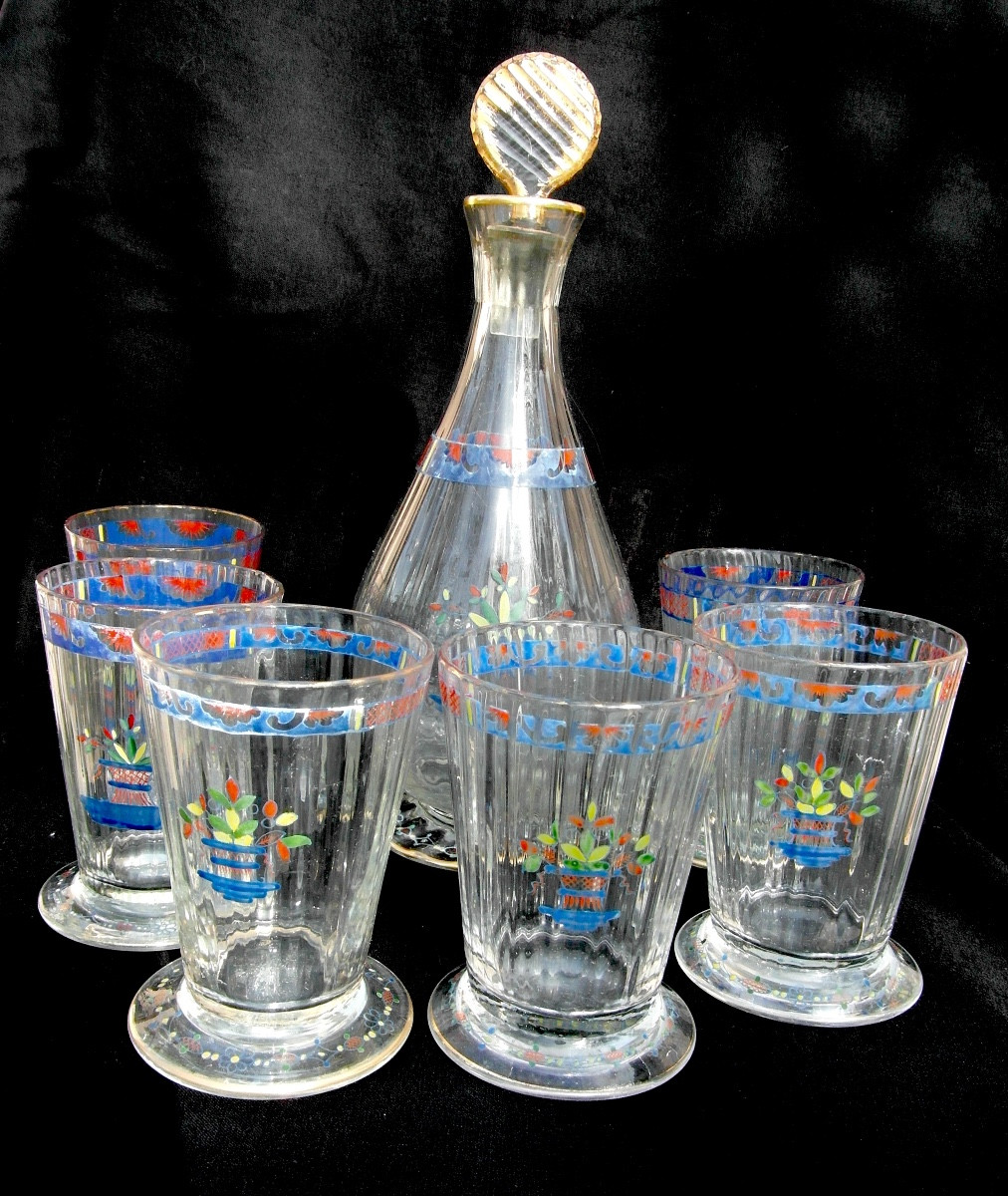 Daum Liqueur Service For Louis Damon And Delente, Circa 1890, Galle Art-nouveau Era