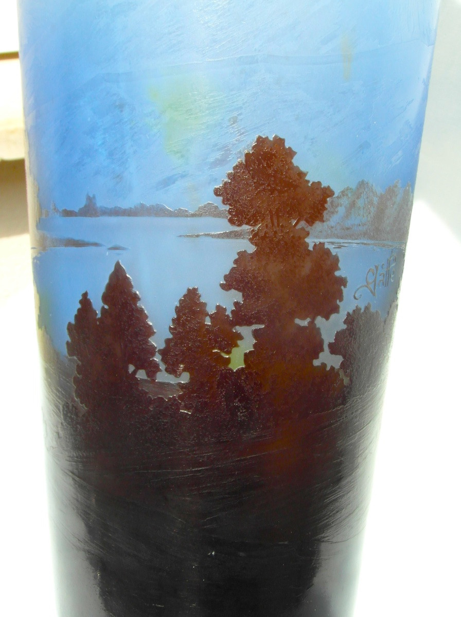 Grand vase dit "vosgien" par Gallé , 36 cm, parfait, era Daum 1900-photo-5