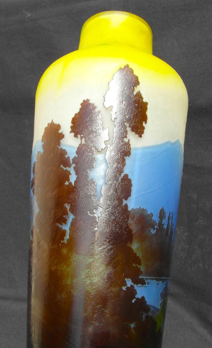 Grand vase dit "vosgien" par Gallé , 36 cm, parfait, era Daum 1900