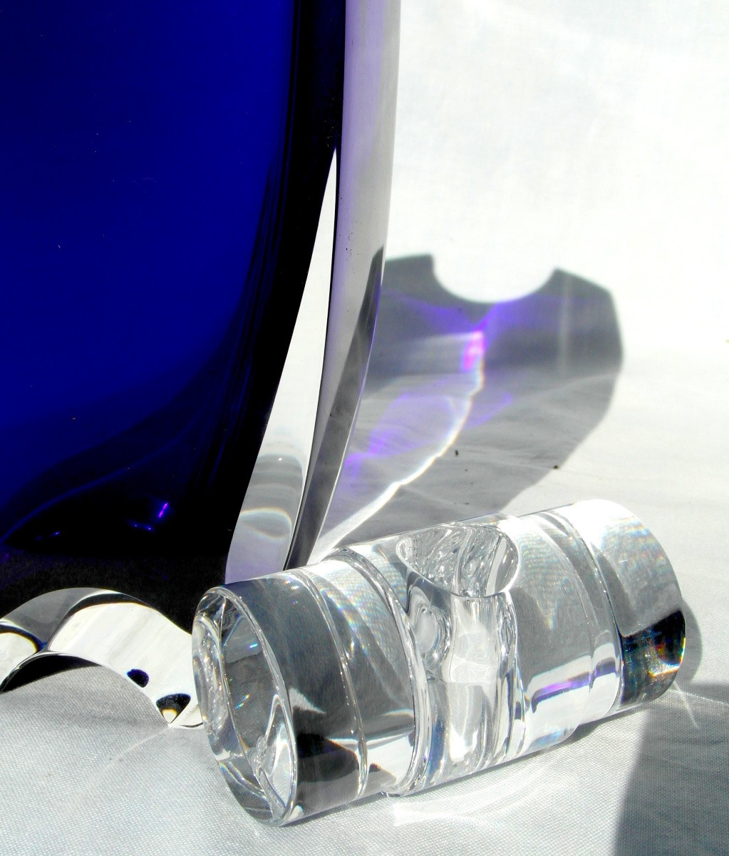 Vase Bleu cobalt par Baccarat et Thomas Bastide, parfait, era daum galle Lalique-photo-4