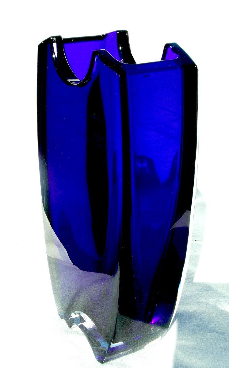 Vase Bleu cobalt par Baccarat et Thomas Bastide, parfait, era daum galle Lalique-photo-3