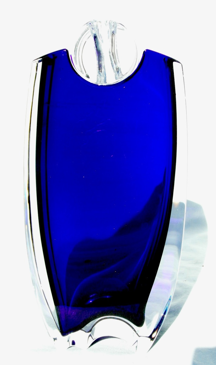 Vase Bleu cobalt par Baccarat et Thomas Bastide, parfait, era daum galle Lalique