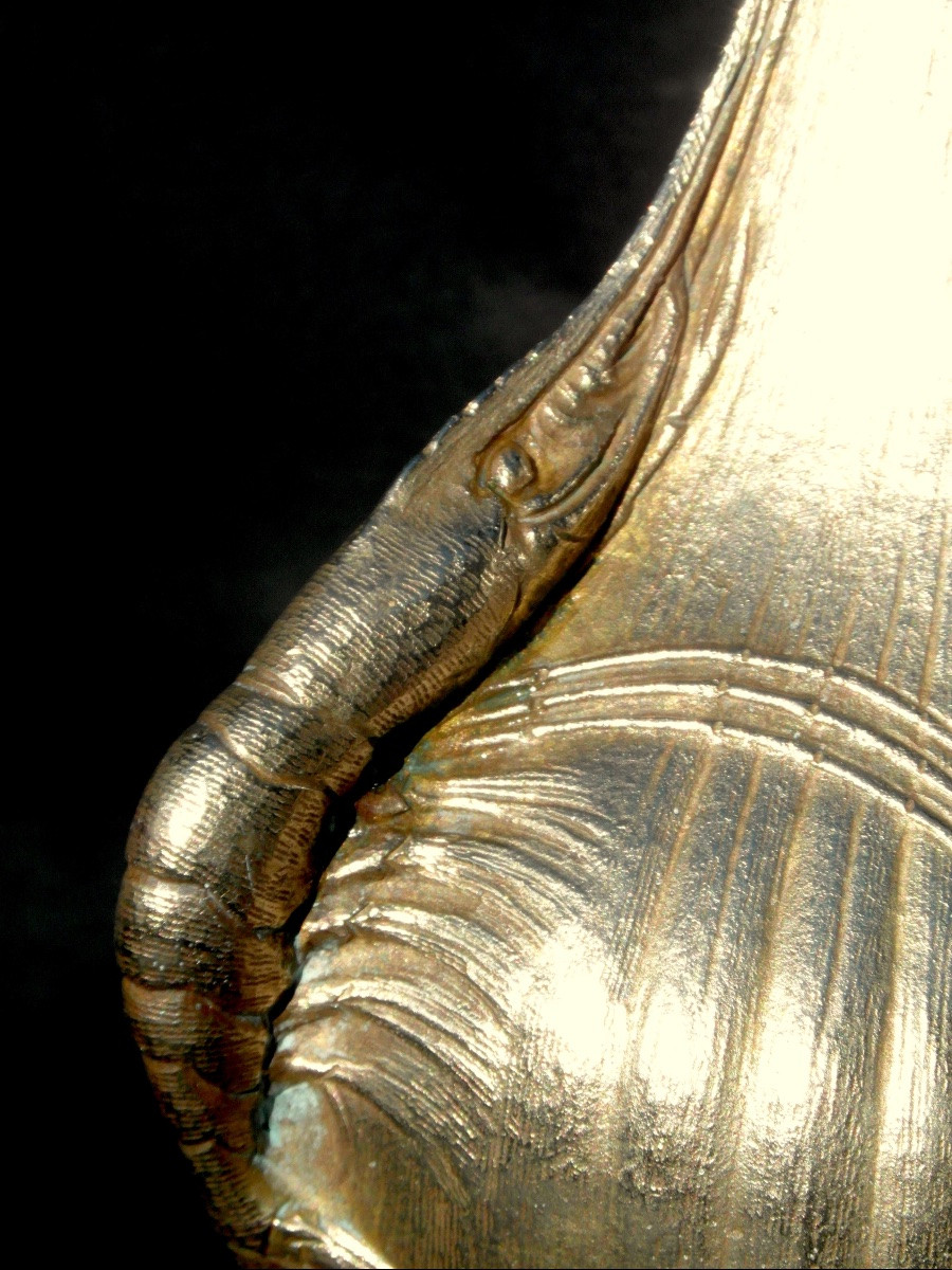 Vase soliflore 1900 aux crevettes en bronze doré par Victorin Sabatier, era marionnet susse-photo-3