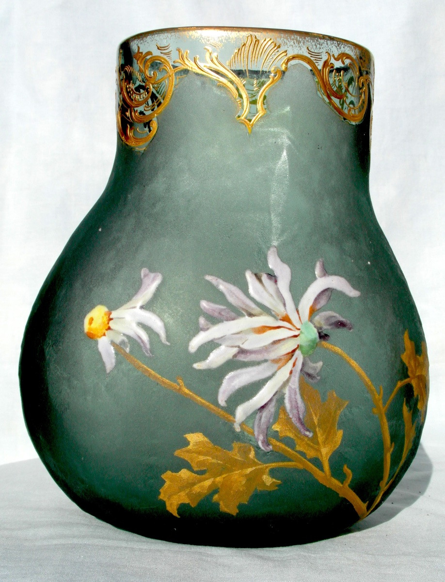 Vase 1900 aux chrysanthèmes par Montjoye, era DAUM galle legras -photo-2