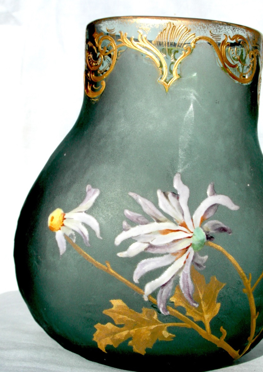 Vase 1900 aux chrysanthèmes par Montjoye, era DAUM galle legras -photo-3