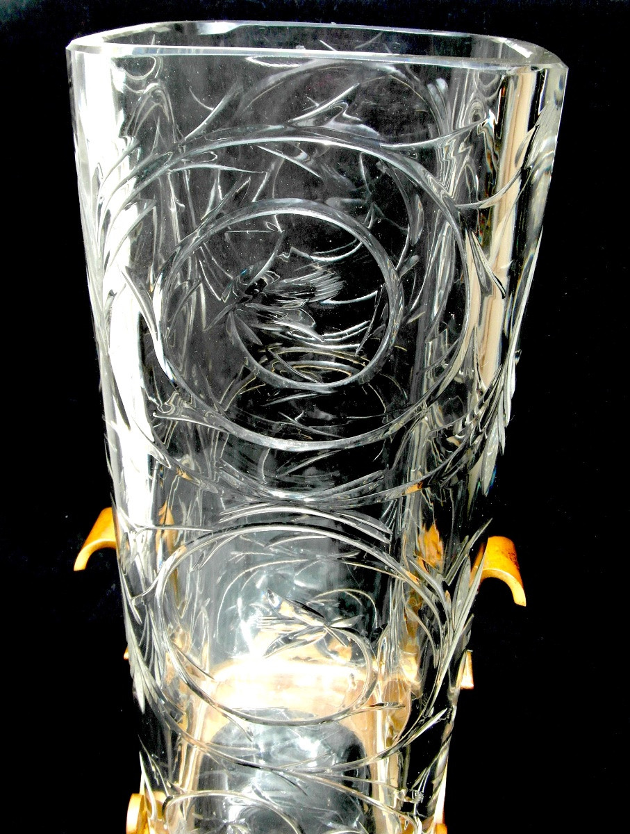 Grand vase baccarat monture bronze pour l'escalier de cristal, vers 1880, era DAUM GALLE -photo-1