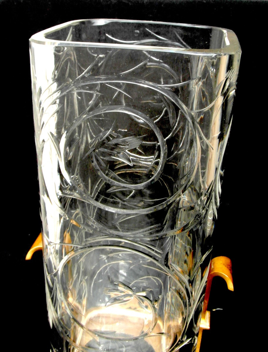 Grand vase baccarat monture bronze pour l'escalier de cristal, vers 1880, era DAUM GALLE -photo-2