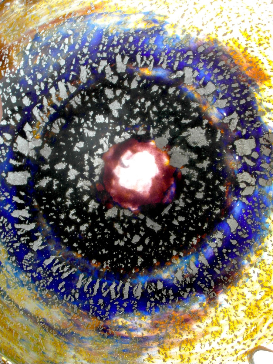 Scalloped Art-deco Bowl With Silver Pearl Decoration By Muller, Daum Galle Era 1920-photo-6