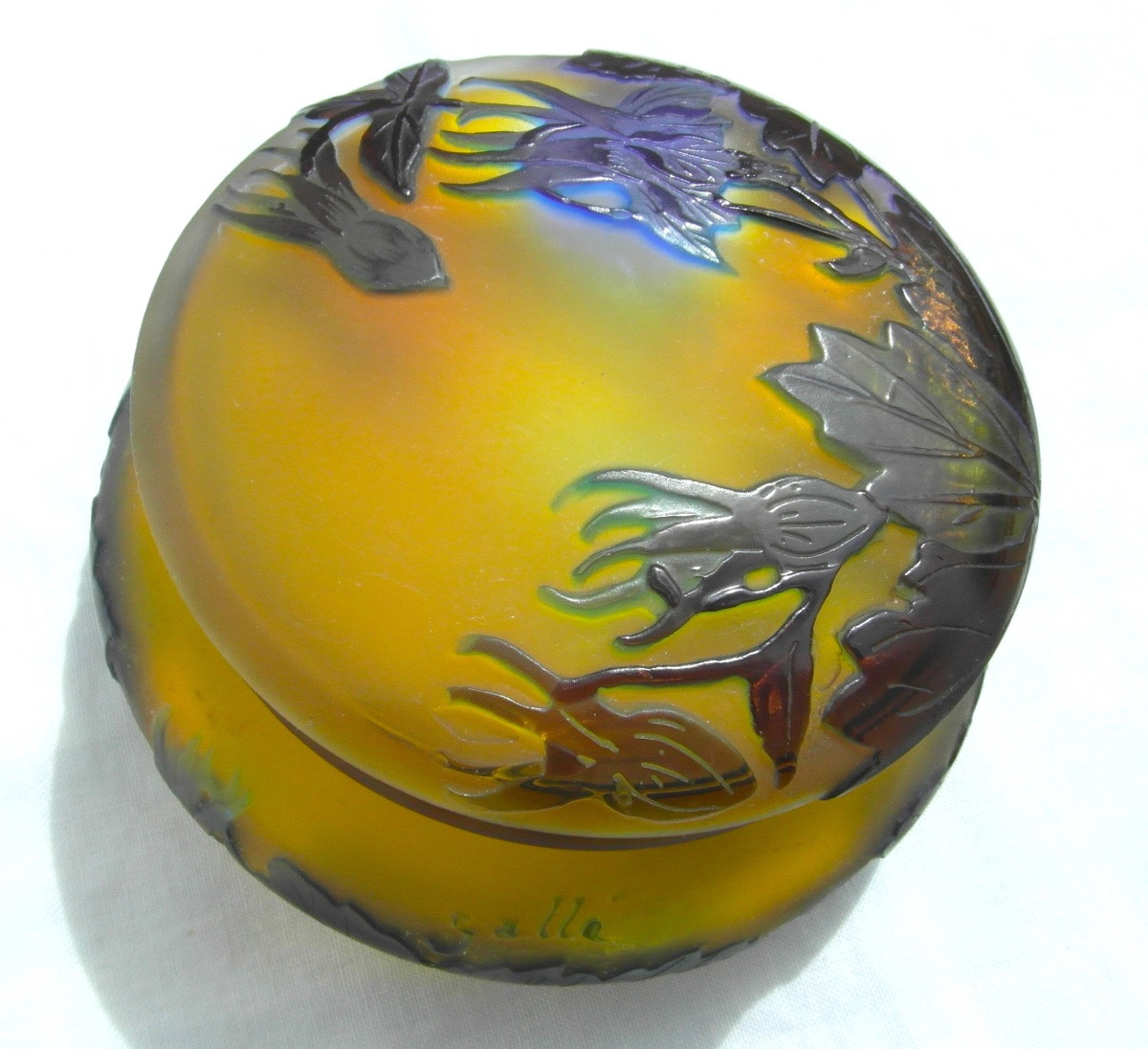 Art-nouveau Candy Box With Blue Columbines By Galle, Perfect, Daum Era 1900-photo-2