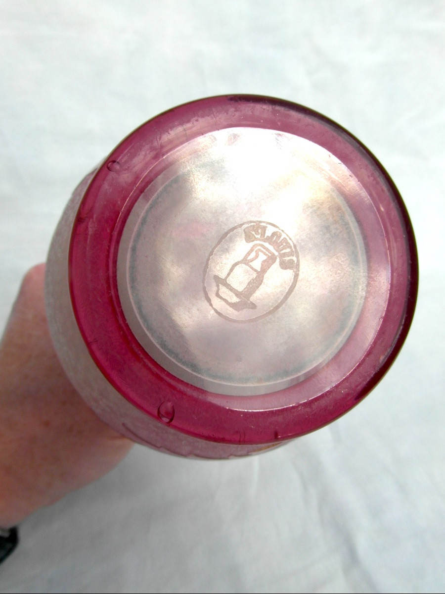 1900 Vase With Floral Design, Acid-etched By The Saint-louis Glassworks, Perfect, Daum Gallé Era-photo-8