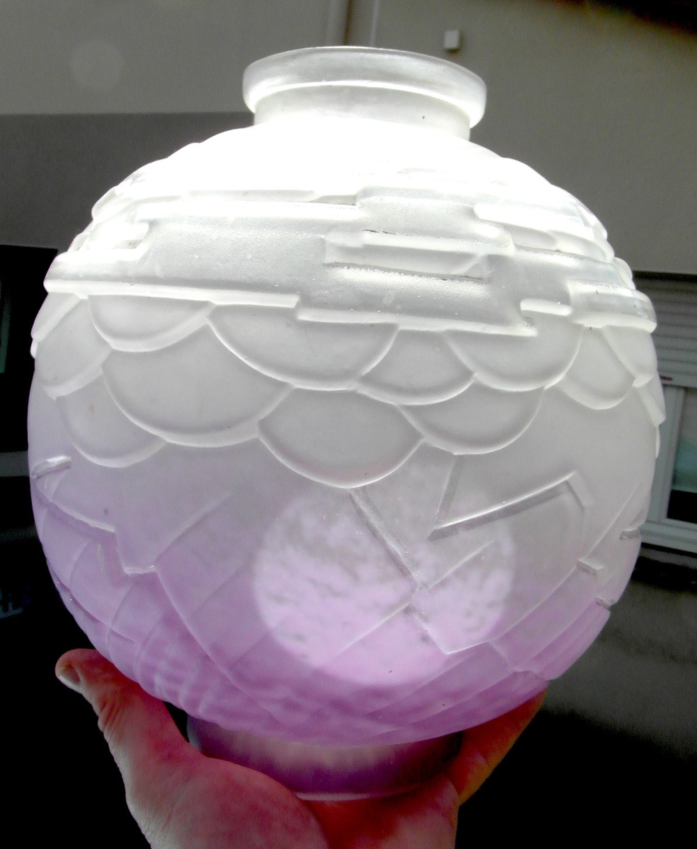 Vase Boule art-déco pressé-moulé et pailleté par Schneider, era daum galle 1920-photo-6