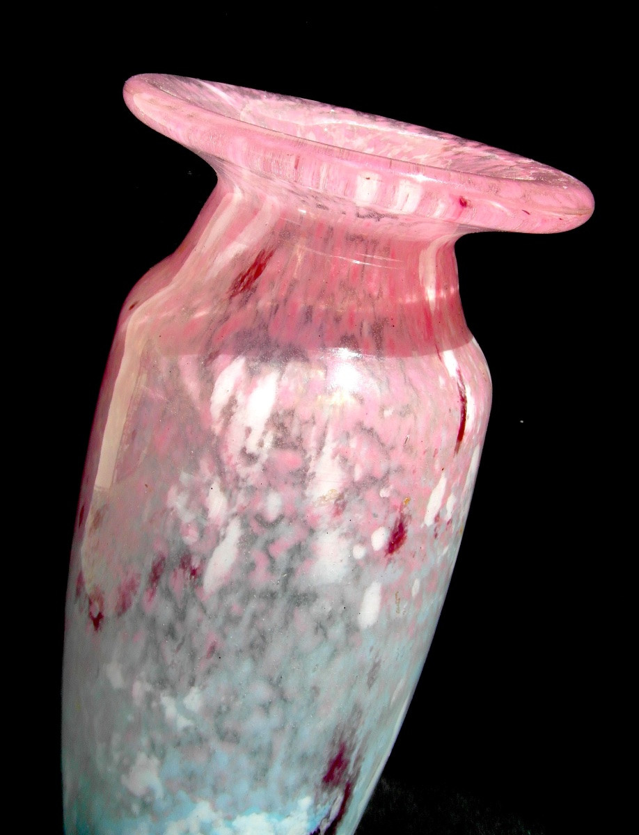 Grand vase art-déco en verre de Jade par Schneider, parfait, era daum Galle 1920-photo-1