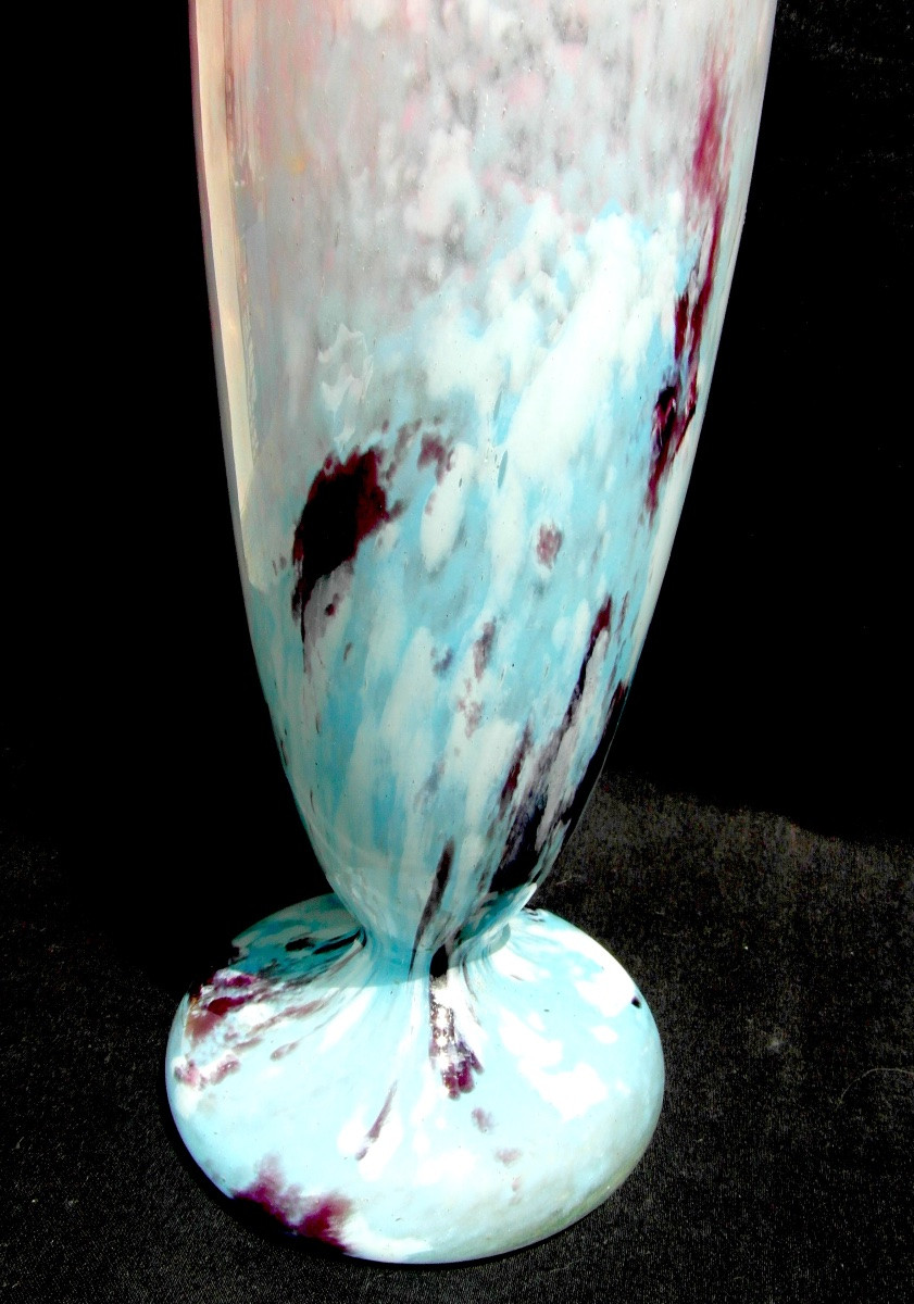Grand vase art-déco en verre de Jade par Schneider, parfait, era daum Galle 1920-photo-2