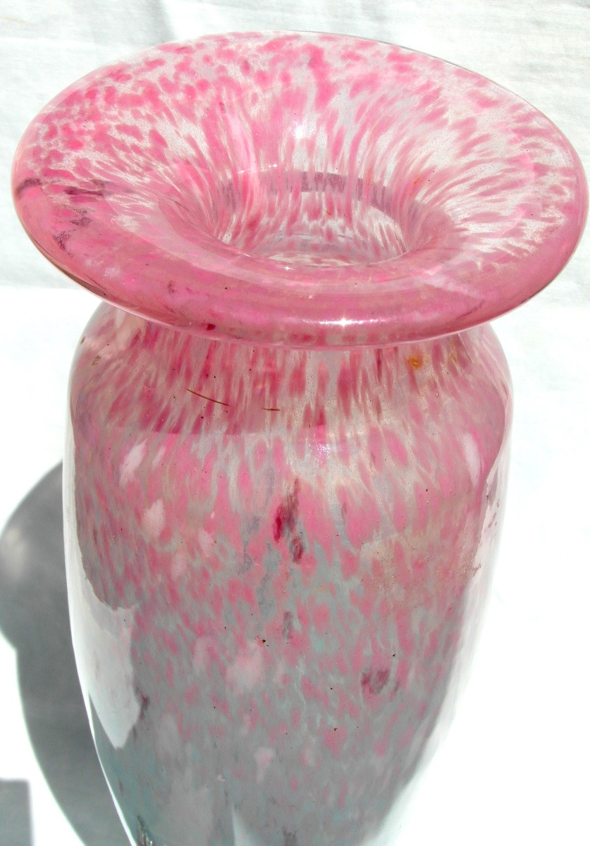 Grand vase art-déco en verre de Jade par Schneider, parfait, era daum Galle 1920-photo-3