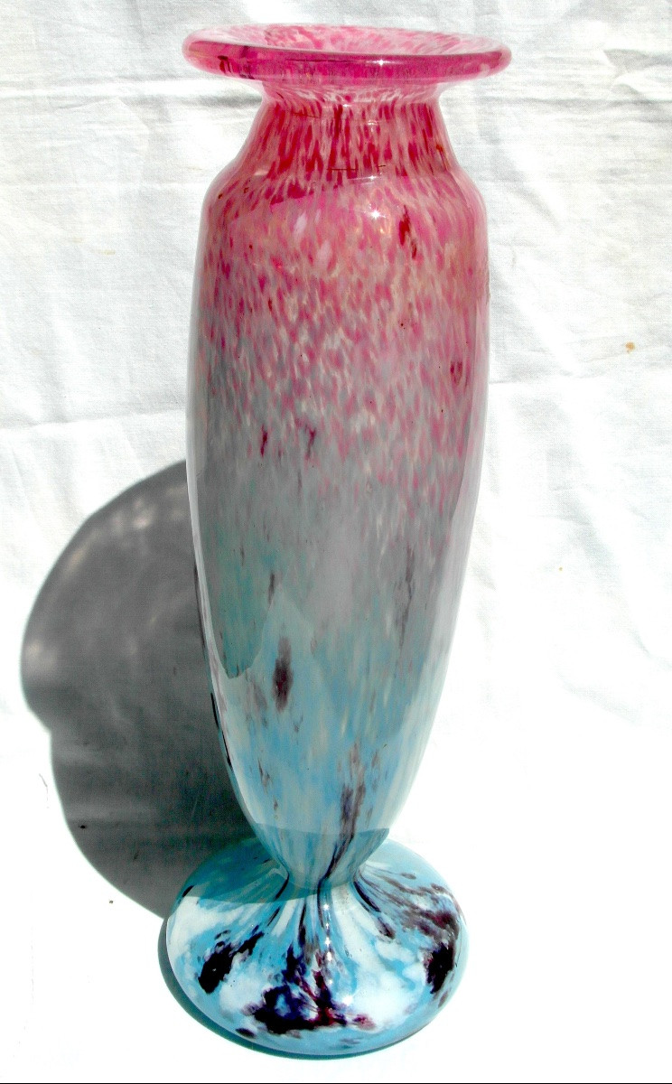 Grand vase art-déco en verre de Jade par Schneider, parfait, era daum Galle 1920-photo-4
