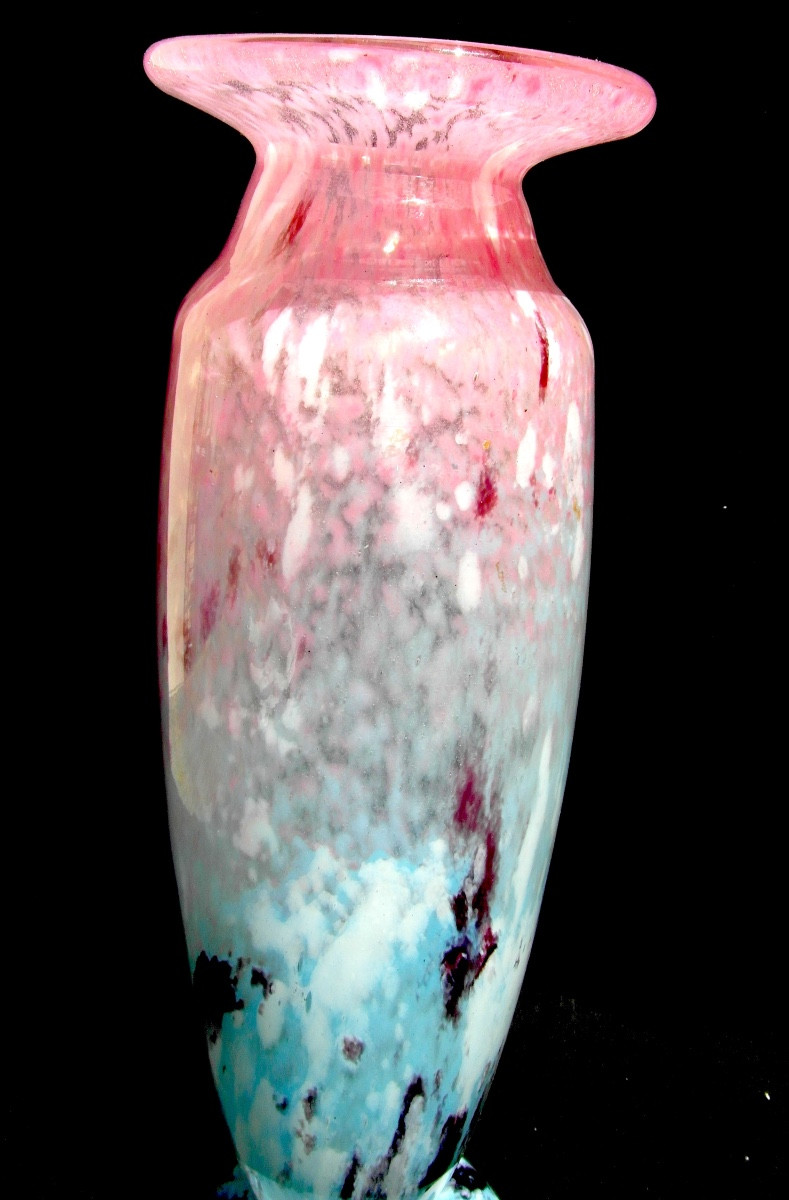 Grand vase art-déco en verre de Jade par Schneider, parfait, era daum Galle 1920