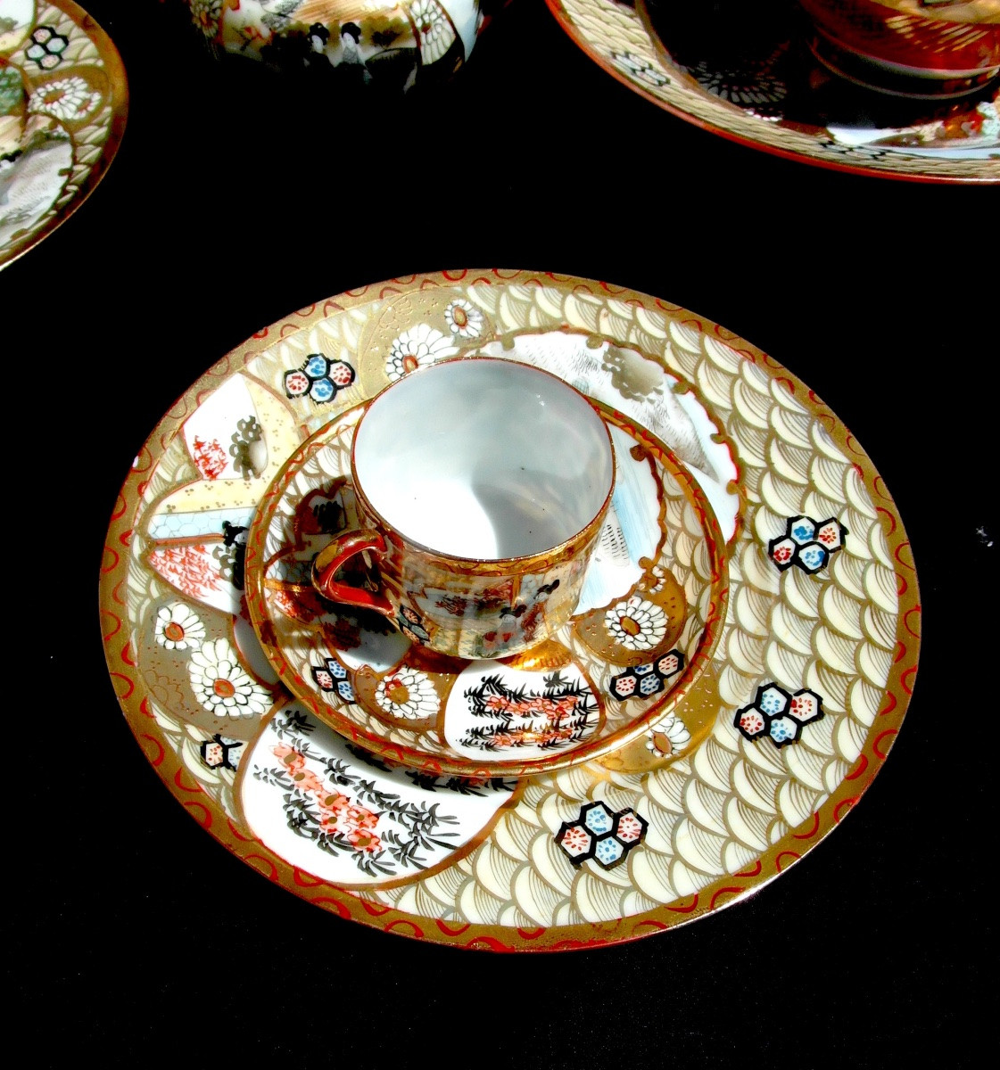 Complete Eggshell Porcelain Coffee Set In Satsuma, Meji Period, Circa 1900-photo-2