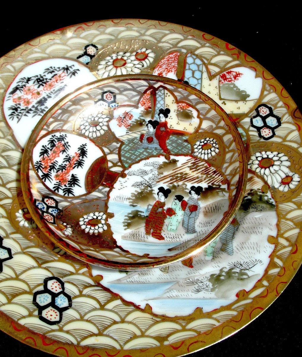Complete Eggshell Porcelain Coffee Set In Satsuma, Meji Period, Circa 1900-photo-4