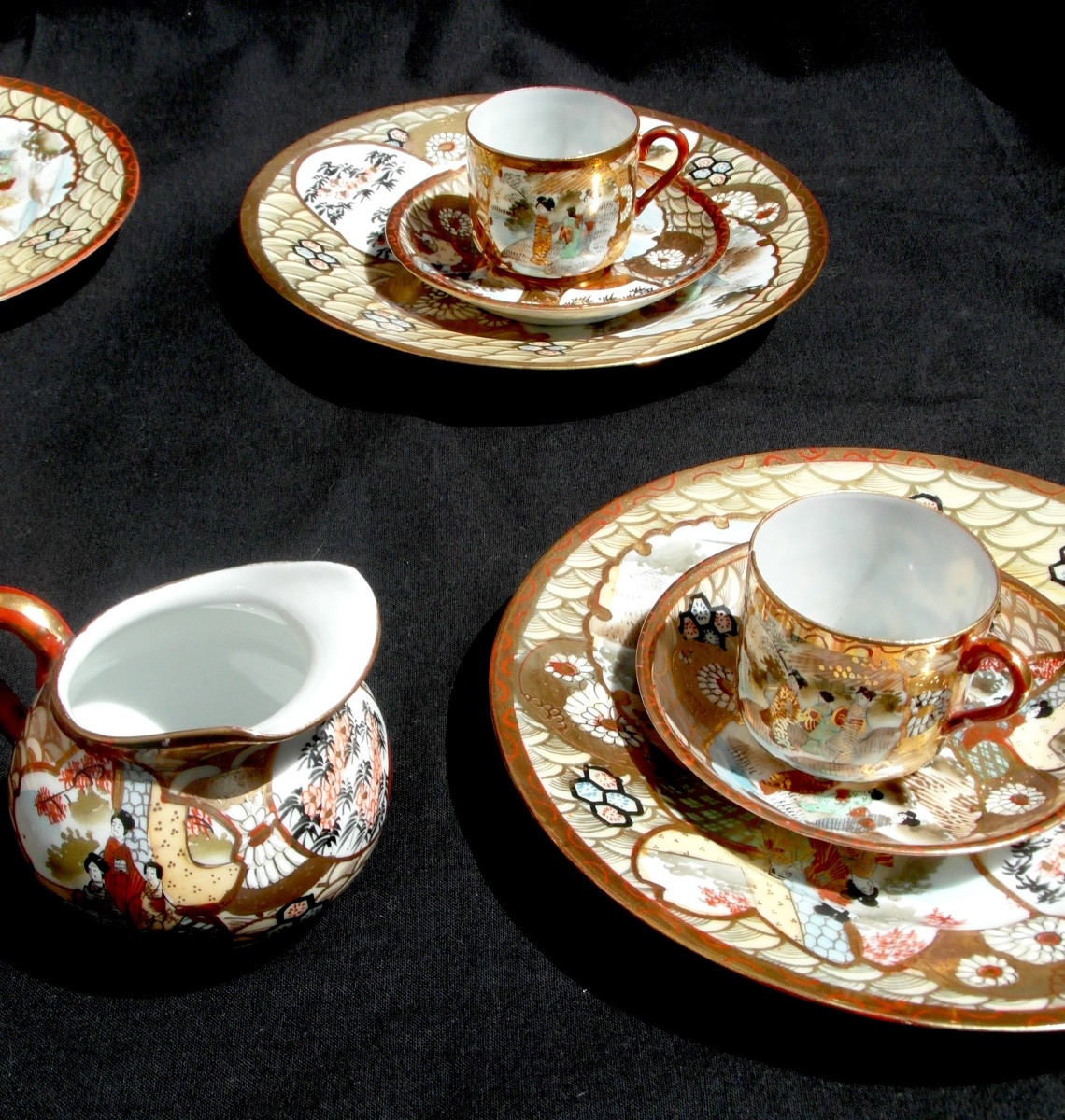 Complete Eggshell Porcelain Coffee Set In Satsuma, Meji Period, Circa 1900-photo-5