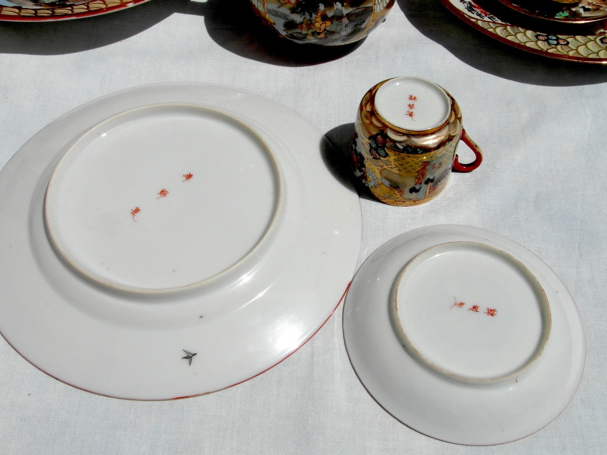 Complete Eggshell Porcelain Coffee Set In Satsuma, Meji Period, Circa 1900-photo-8