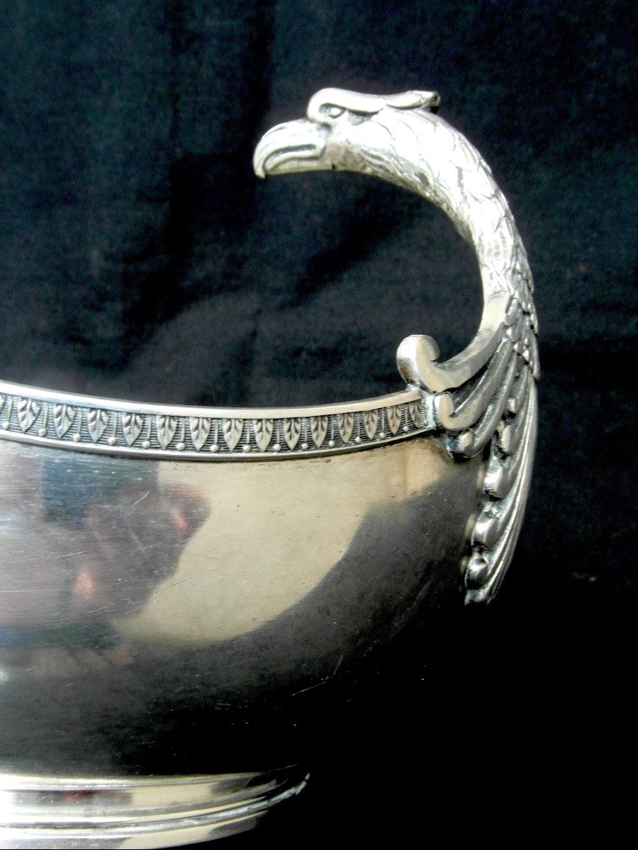 Coupe ou centre de table  aux aigles en metal argenté , napoleon III, 1860-1880, era christofle-photo-4