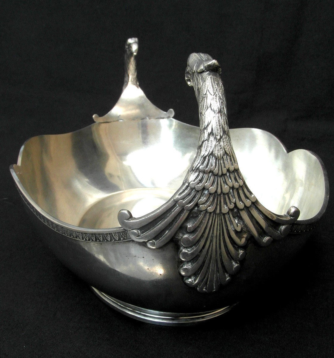 Coupe ou centre de table  aux aigles en metal argenté , napoleon III, 1860-1880, era christofle-photo-1