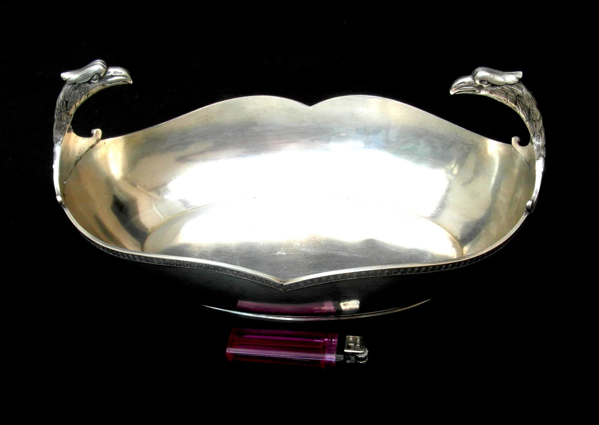 Coupe ou centre de table  aux aigles en metal argenté , napoleon III, 1860-1880, era christofle-photo-4